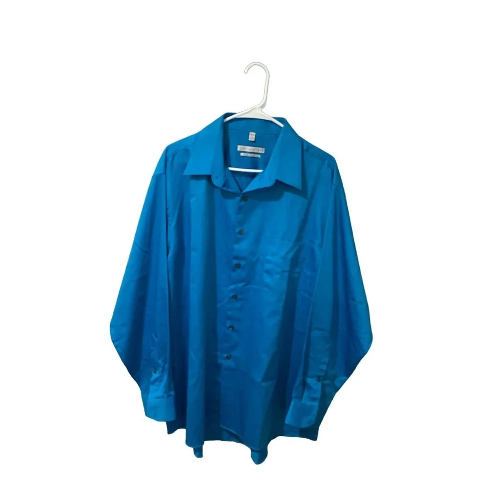 Turquoise Geoffrey Beene turquoise Long Sleeve Button Down Shirt #1104 - Picture 1 of 3